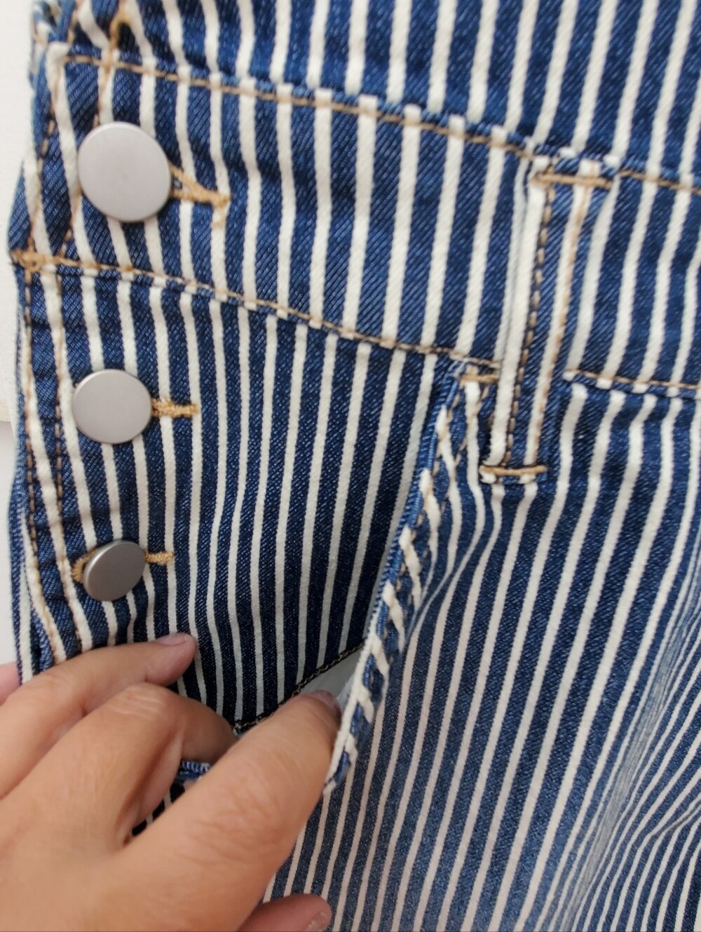 NOBO Engineer Stripe Blue White Denim Bib Shorttalls Romper Size 3X New - Picture 3 of 9